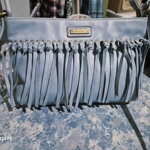 Tignanello Sky Blue Fringe Crossbody Bag